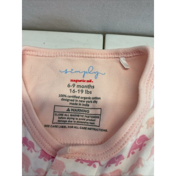 Lot of 2 Magnetic Me 6-9 mos Baby Girl Sleeper Footie Pajama stars elephants - Picture 2 of 8